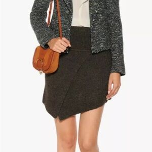 Isabel Marant‎ Etoile Wool Ribbed Knit Crossover Mini Skirt